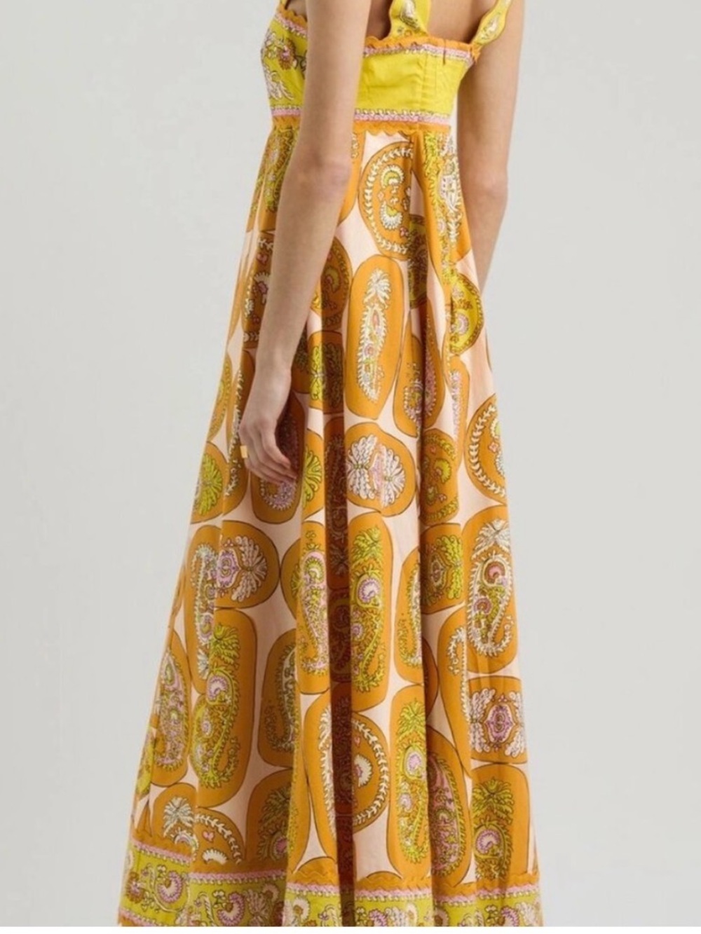 Alemais Orange Paisley Midi Dress - Picture 3 of 6